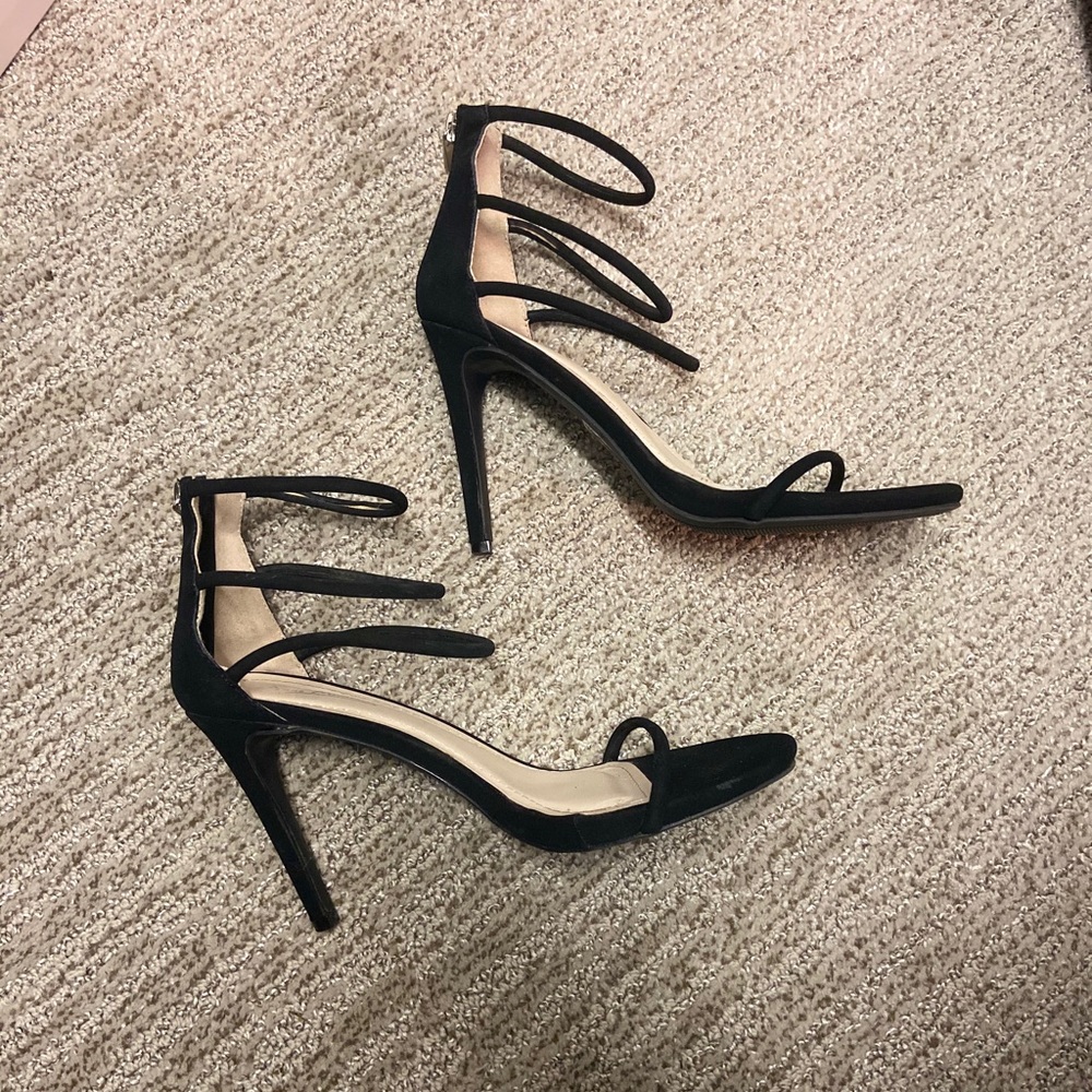 Anne Michelle Velvet Stiletto Ankle Strap Heels